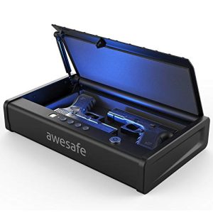 awesafe Upgraded Size Gun Safe with Fingerprint Biometric, Keypad Password and Key Lock for Two Handgun Capacity