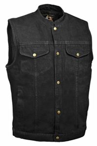 Men's SOA Anarchy Black Denim Textile Motorcycle Vest - Gun Pocket Inside (5X-Large)