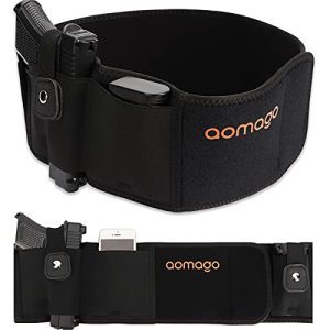 Aomago Belly Band Holsters for Conceal Carry with Extra Mag Pouch-Small Adjustable Waistband, Gun Holster for Men & Women, Fits Glock, Bodyguard 380, Taurus 1911, Sig Sauer, etc