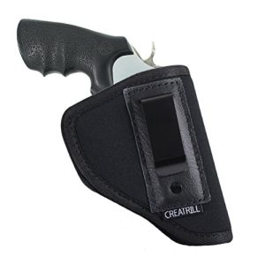 Creatrill Inside The Waistband Holster | Fits Most J Frame Revolvers / Ruger LCR / Smith & Wesson Body Guard / Taurus / Charter / Most .38 Special Type Guns | Gun Concealed Carry IWB or OWB Holster