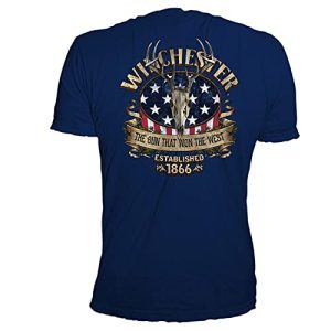Winchester Official Men's American Deer Skull Graphic Short Sleeve Cotton T-Shirt (Medium, Navy)