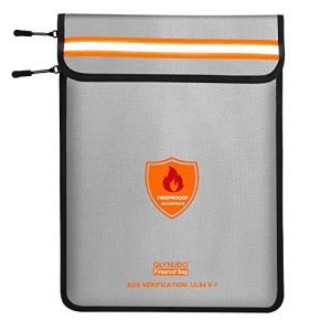 2022 Upgraded Fireproof Bag for Documents (2200℉), Fireproof Money Bag for Cash with Zipper (Reinforced Fire Protection - Aluminum Foil Lining), Waterproof Document Pouch for Valuables (Grey)