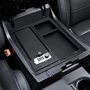 Center Console Safe Guns Storage Box 00016-34174 Compatible with 2014-2022 Toyota Tundra 5.7L V8, with 4-Digit Combo Lock, 2 Keys, Organizer Coin Tray