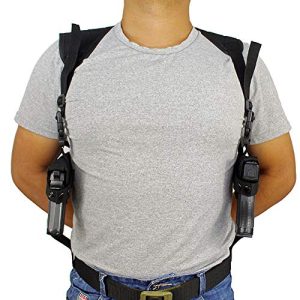 Tactical Underarm Gun Holster Concealed Carry Double Draw Shoulder Holster Left Right Hand Adjustable Dual Pistol Holster (44-Double Shoulder Black)
