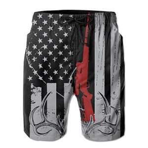 Tincall American Flag Gun Men's Swimtrunks Mesh Lining Beach Board Shorts with Pockets