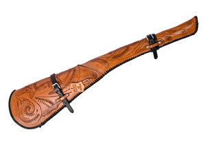 Hulara_ Western Genuine Leather Rifle Scabbard Hand Tooled Gun Case Shotgun Barrel Sleeve Hardcase Saddle