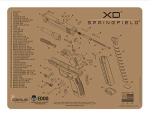 EDOG Xd Gun Cleaning Mat - Tan Schematic (Exploded View) Diagram Compatible with Springfield Armory XD Tan Series Pistol 3 mm Padded Pad Protect Firearm Magazines Bench Surfaces Gun Oil Resistant