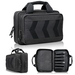 Sunfiner Master Series Soft Pistol Case for Handgun Double Scoped, Premium Range Bag with Lockable Zipper for Hunting Shooting Range, Padded Compartment Gun Bag for Handguns with Mag Pouches (Black)