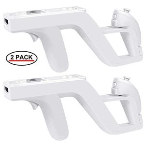 EuroBird Shooting Game Wii u Zapper Gun Grip-suitable for Nintendo Wii Nunchuk Wireless Remote Controller (White Set of 2)&Nintendo Hunting Guns for Wii Accessories (White)