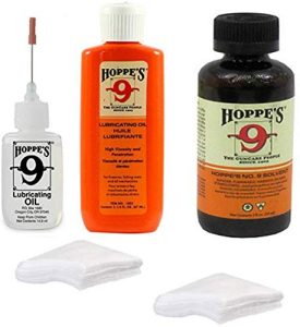 Hoppes 9 Gun Cleaning Kit - Bore Cleaner - Precision Oiler - Lubricating Oil Refill - 40 Patches for .38 9mm .40 .44 & .45 Caliber