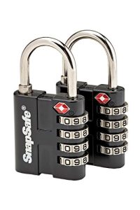 SnapSafe TSA Approved PadLocks 2 Pack, 76020 - All Metal 4 Digit Combination Locks with a Thick Shackle, Inspection Indicator, & Easy to Read Dials-Travel Lock for Hard Case Luggage/Gun Case/Backpacks