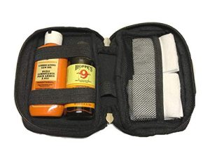 Hoppes Gun Bore Cleaner and Lubricating Oil with 40-50 Westlake Market Patches and Neoprene Case for .38, 9mm.40.44 and .45 Caliber Handguns/Pistols/Rifles/Shotguns