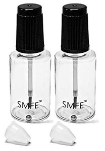 SMFE 20ml Plastic Empty Refillable Nail Polish Touch Up Bottle with Mixing Marble, Conservation Insert and Brush Top, Pack of 2