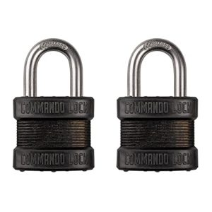 Commando Lock | Blackout Laminated Steel Padlock | Military-Grade | Gun Case Locks (2 Pack)