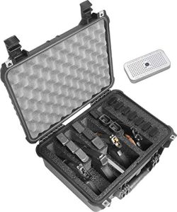 Case Club 4 Pistol and 16 Magazine Pre-Cut Heavy Duty Waterproof Case with Included Silica Gel Canister to Help Prevent Gun Rust (Upgraded Gen-2)