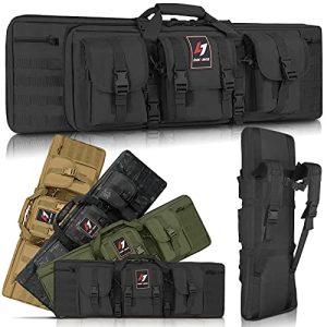 LUXHMOX Double Long Soft Rifle Case, American Classic Outdoor Tactical Carbine Rifle Bag & Multi-Function Long Gun Case, Perfect for Storage & Transportation, (Black, 42inch)